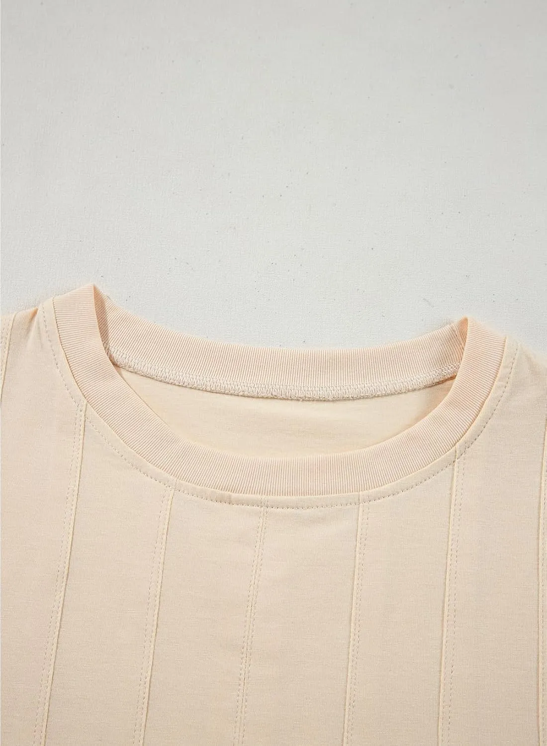 Sidefeel Womens Short Sleeve Casual Basic T Shirts Summer Round Neck Pleated Tee Tops Blouses
