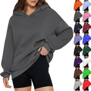 slqdgmryz Womens Oversized Hoodie Y2k Cozy Fleece Pullover Pocket Long Sleeve Preppy Sweatshirt Cute Hoodies for Teen Girls