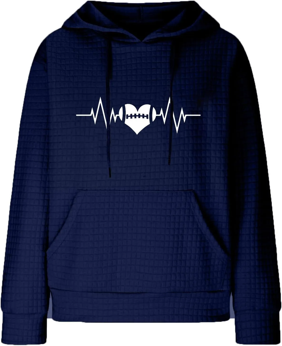 SMIDOW Cute Graphic Hoodies For Women Fall Fashion Waffle Knit Pullover Tops Oversized Love Heart Print Hooded Sweatshirts
