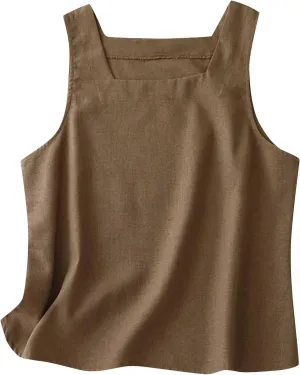 Summer Cotton Linen Tank Tops for Women Fashion Sleeveless Square Neck Tees Shirts Solid Color Baggy Basic T Shirts
