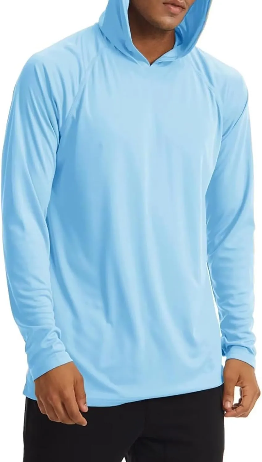 Sun Shirt for Men Casual UPF 50  Hooded Fishing Shirts Long Sleeve Summer Hoodie Lightweight Quick Dry Athletic Shirt