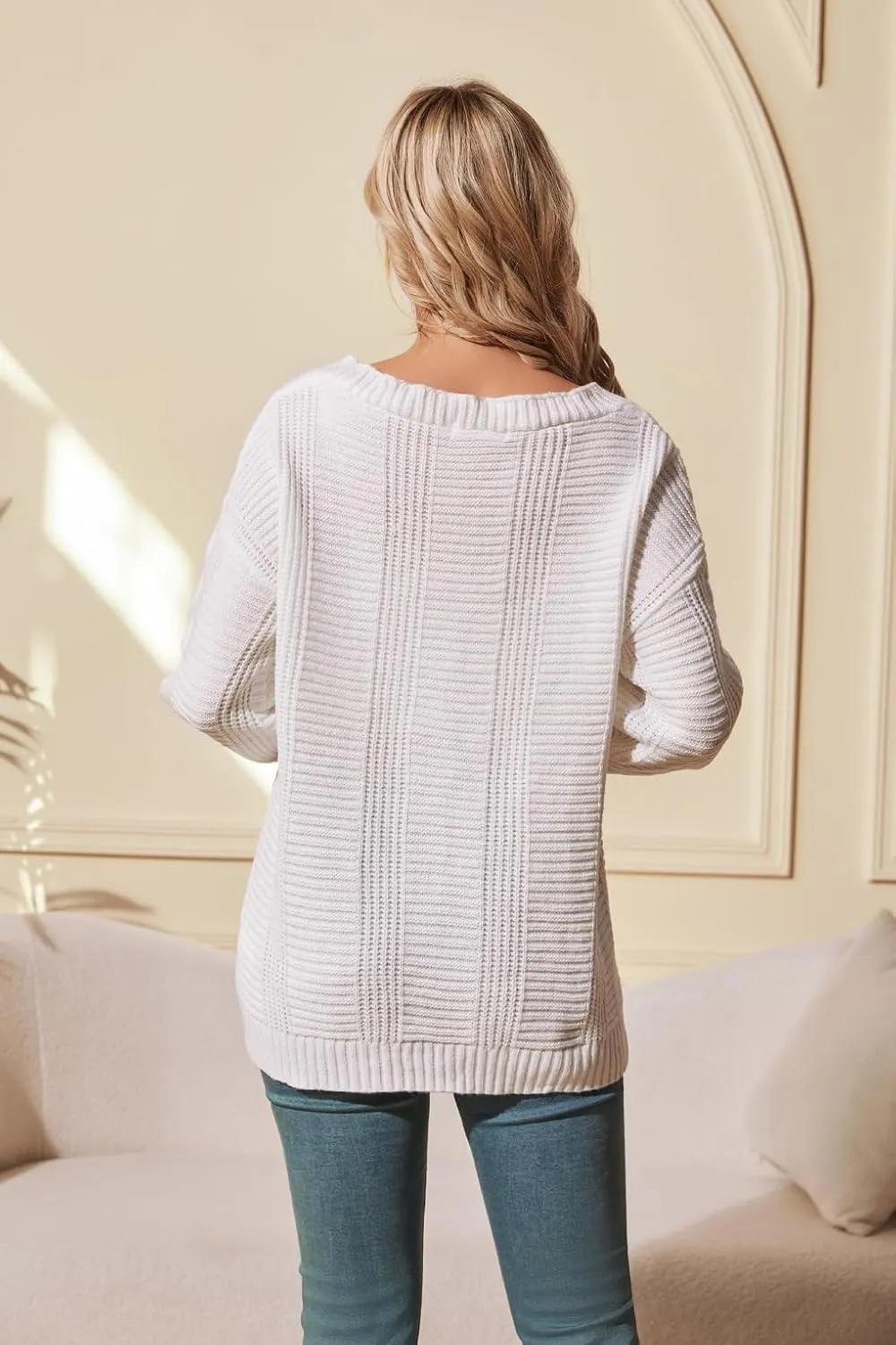 Sunfaynis Women's Oversized Cable Knit Sweaters Long Sleeve Open Front Button Down Chunky Cardigan Sweaters