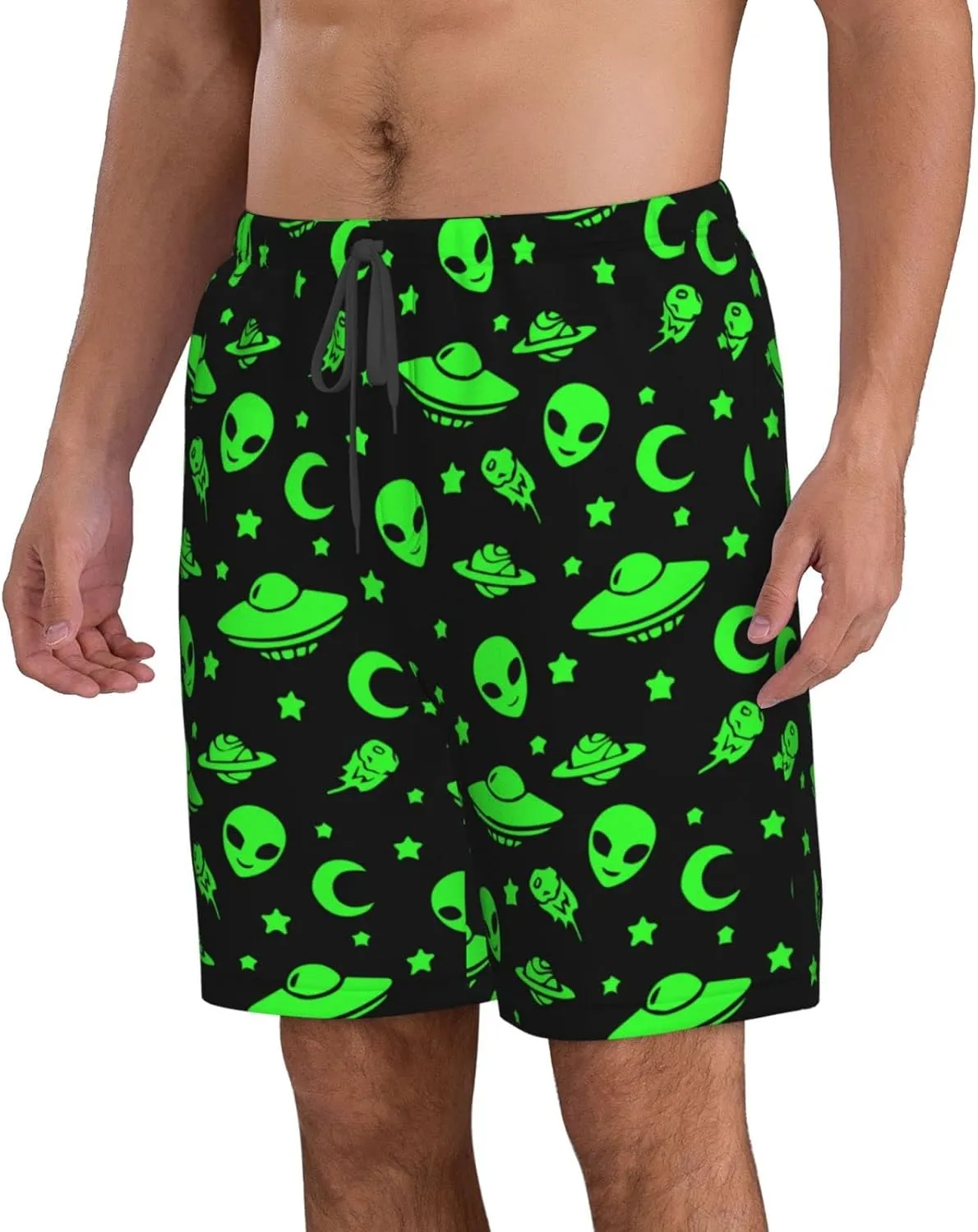 SWEET TANG Men's Soft Short Pants Breathable Beachwear Loose Shorts with Pockets