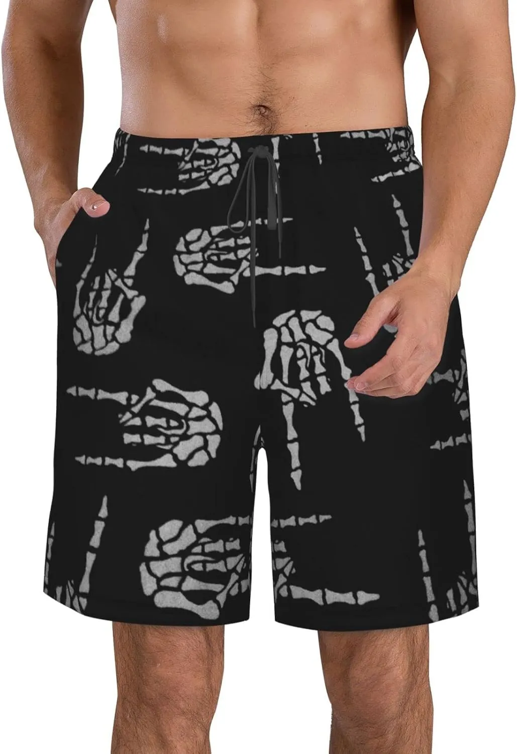 SWEET TANG Men's Soft Short Pants Breathable Beachwear Loose Shorts with Pockets