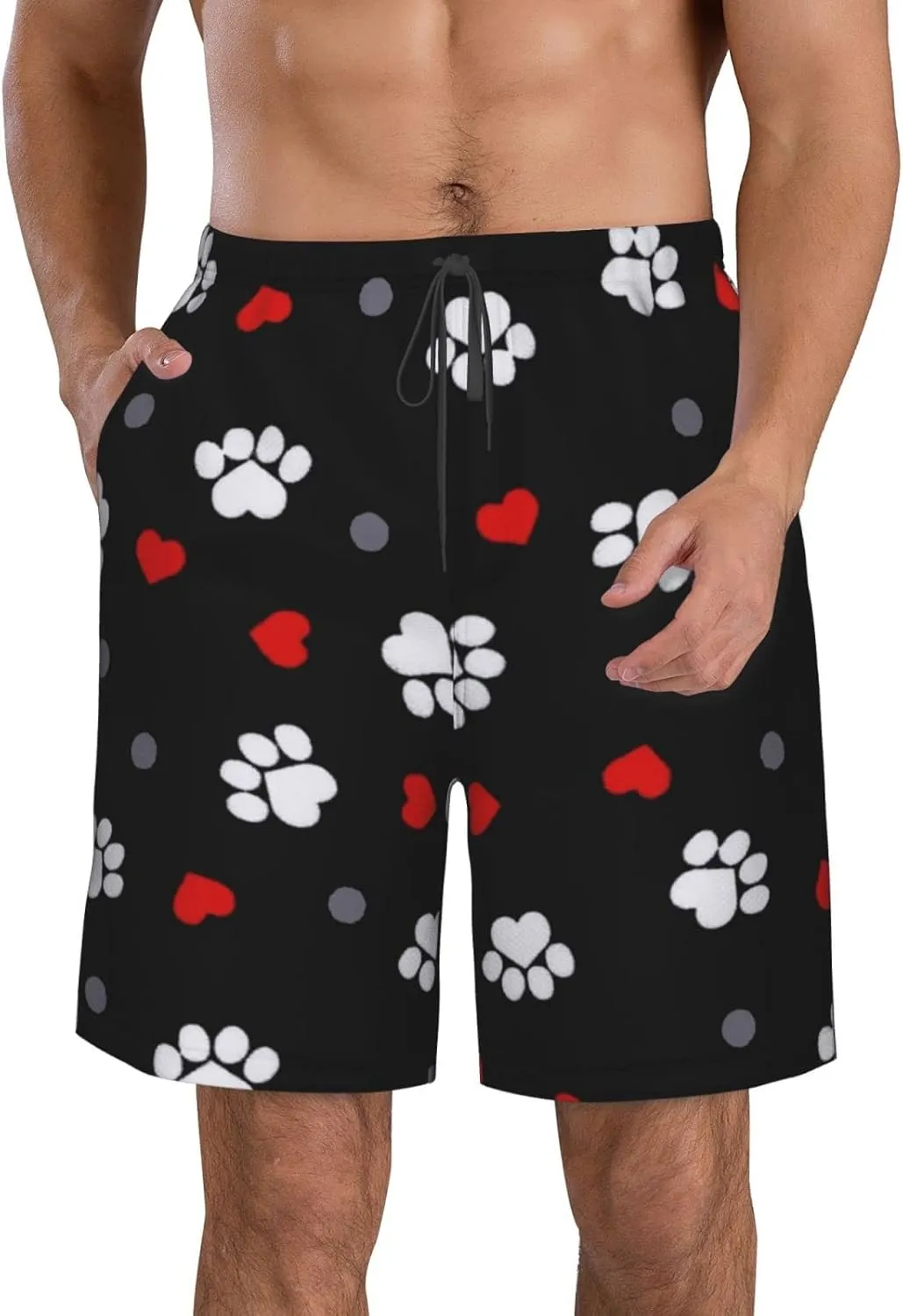 SWEET TANG Men's Soft Short Pants Breathable Beachwear Loose Shorts with Pockets