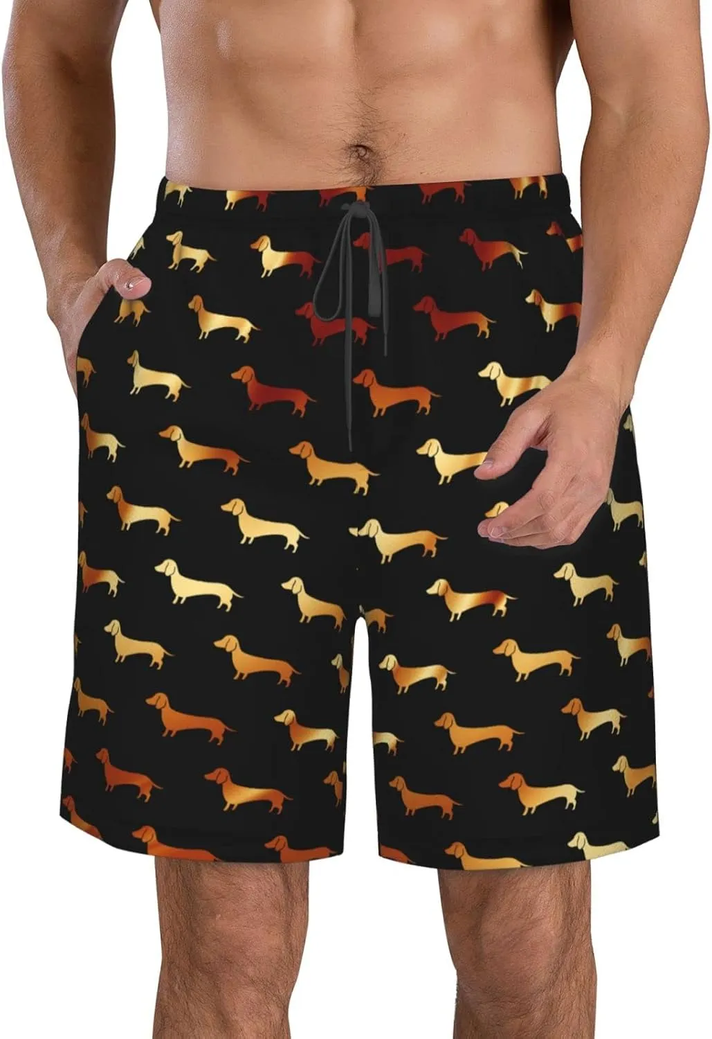 SWEET TANG Men's Soft Short Pants Breathable Beachwear Loose Shorts with Pockets