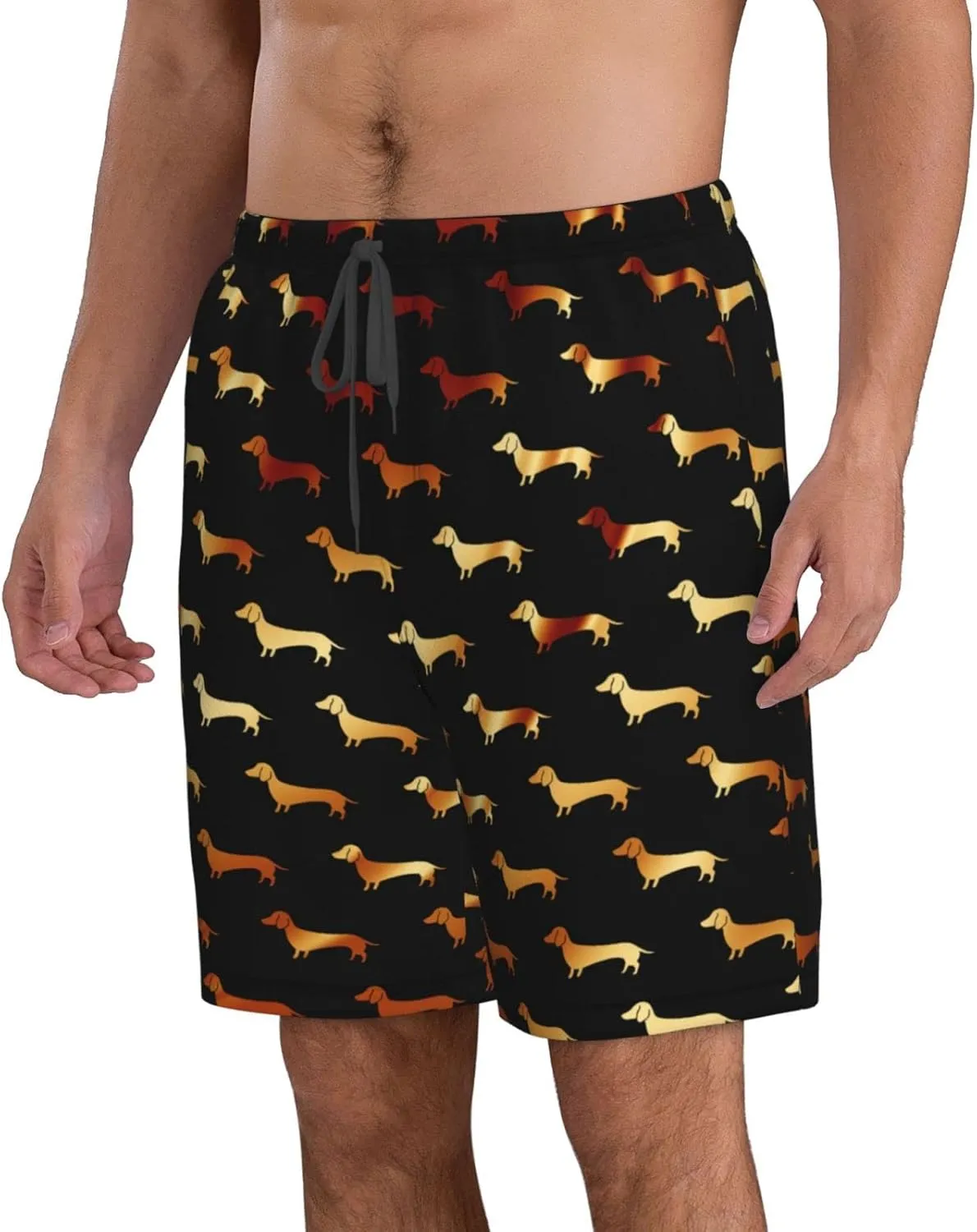 SWEET TANG Men's Soft Short Pants Breathable Beachwear Loose Shorts with Pockets