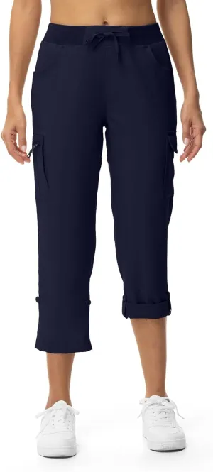 TBMPOY Womens Cargo Capris Lightweight Hiking Pants 6 Pockets Quick Dry Casual Outdoor Trip Loose Shorts Cropped Cotton
