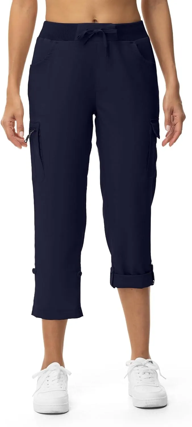 TBMPOY Womens Cargo Capris Lightweight Hiking Pants 6 Pockets Quick Dry Casual Outdoor Trip Loose Shorts Cropped Cotton