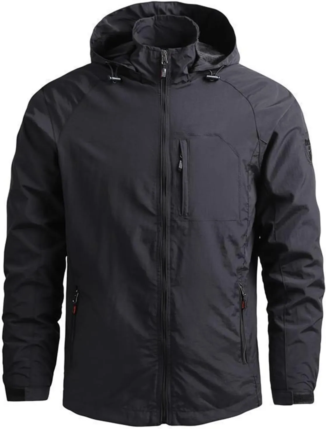 Thatrich Men's Lightweight Waterproof Rain Jacket Hooded Outdoor Raincoat Hiking Windbreake Jacket Casual Hoodies Pockets