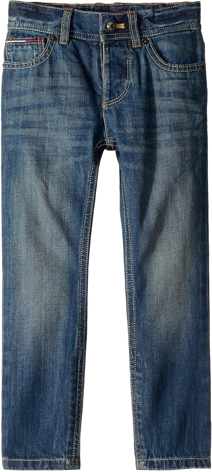 Tommy Hilfiger Boy's Adaptive Jeans Slim Straight Fit With Adjustable Waist and Hems