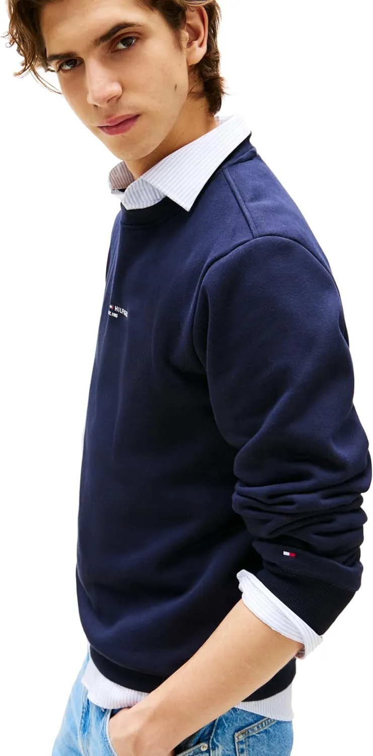 Tommy Hilfiger Men's Medium Weight Small Graphic Logo Crewneck Sweatshirt