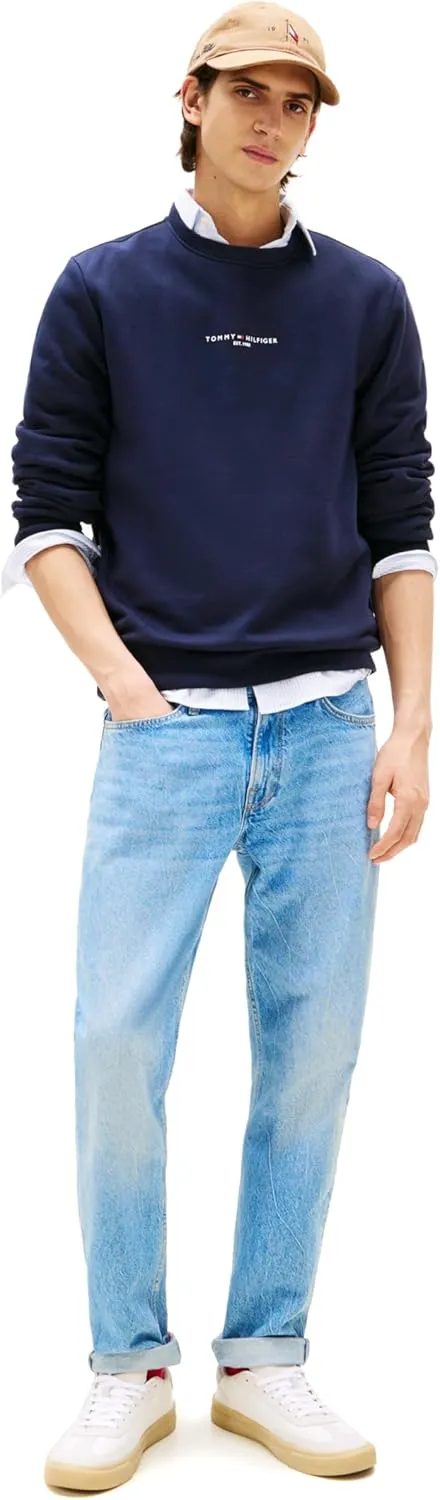 Tommy Hilfiger Men's Medium Weight Small Graphic Logo Crewneck Sweatshirt