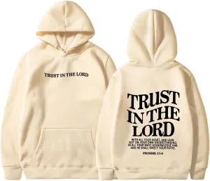 Trust in The Lord Christian Hoodies Womens Graphic Letter Printed Oversize Fall Pullover Sweatshirt with Pocket