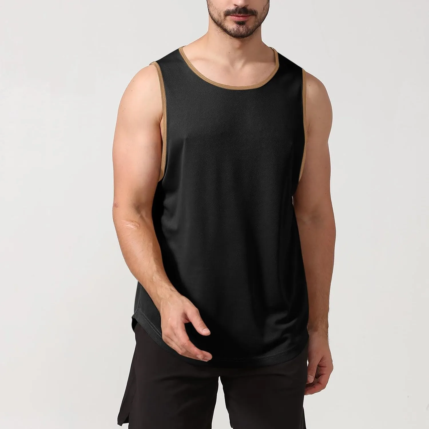 Uillui Mens Fitness Training Tee Quick Dry Loose Lightweight Athletic Tank Tops Gym Workout Shirts Active Sleeveless T-Shirt