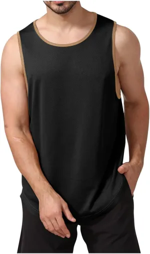 Uillui Mens Fitness Training Tee Quick Dry Loose Lightweight Athletic Tank Tops Gym Workout Shirts Active Sleeveless T-Shirt