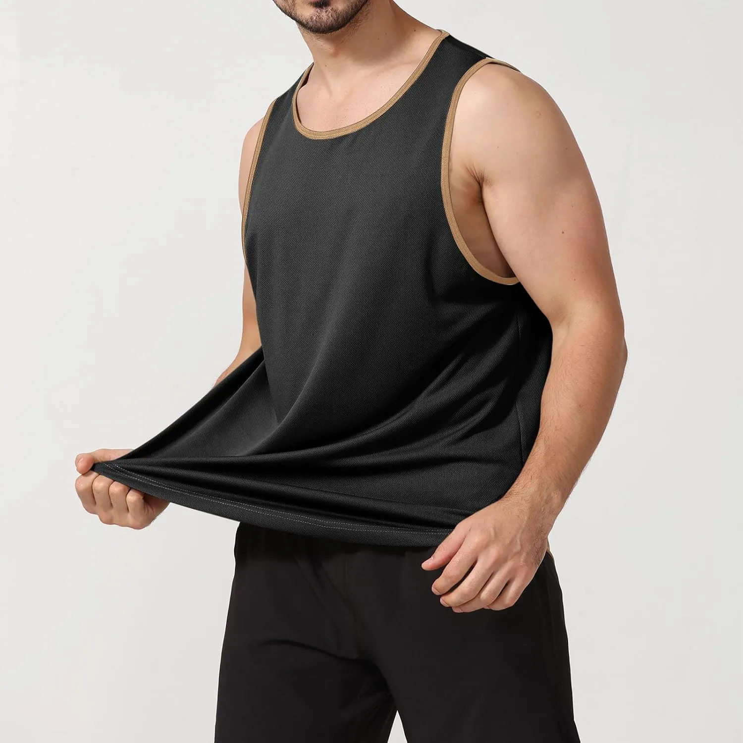 Uillui Mens Fitness Training Tee Quick Dry Loose Lightweight Athletic Tank Tops Gym Workout Shirts Active Sleeveless T-Shirt