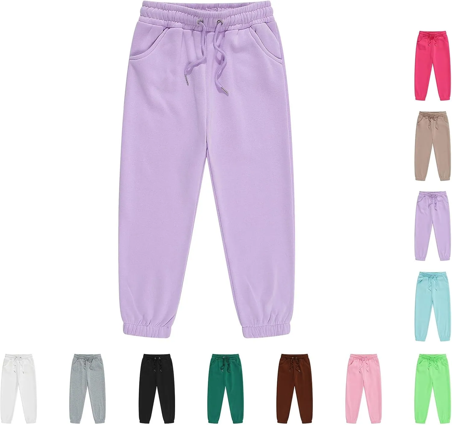 Unisex Kids Base Solid Sweatpants Boys and Girls Soft Warm Brushed Casual Athletic Pull on Jogger Pants with Girls