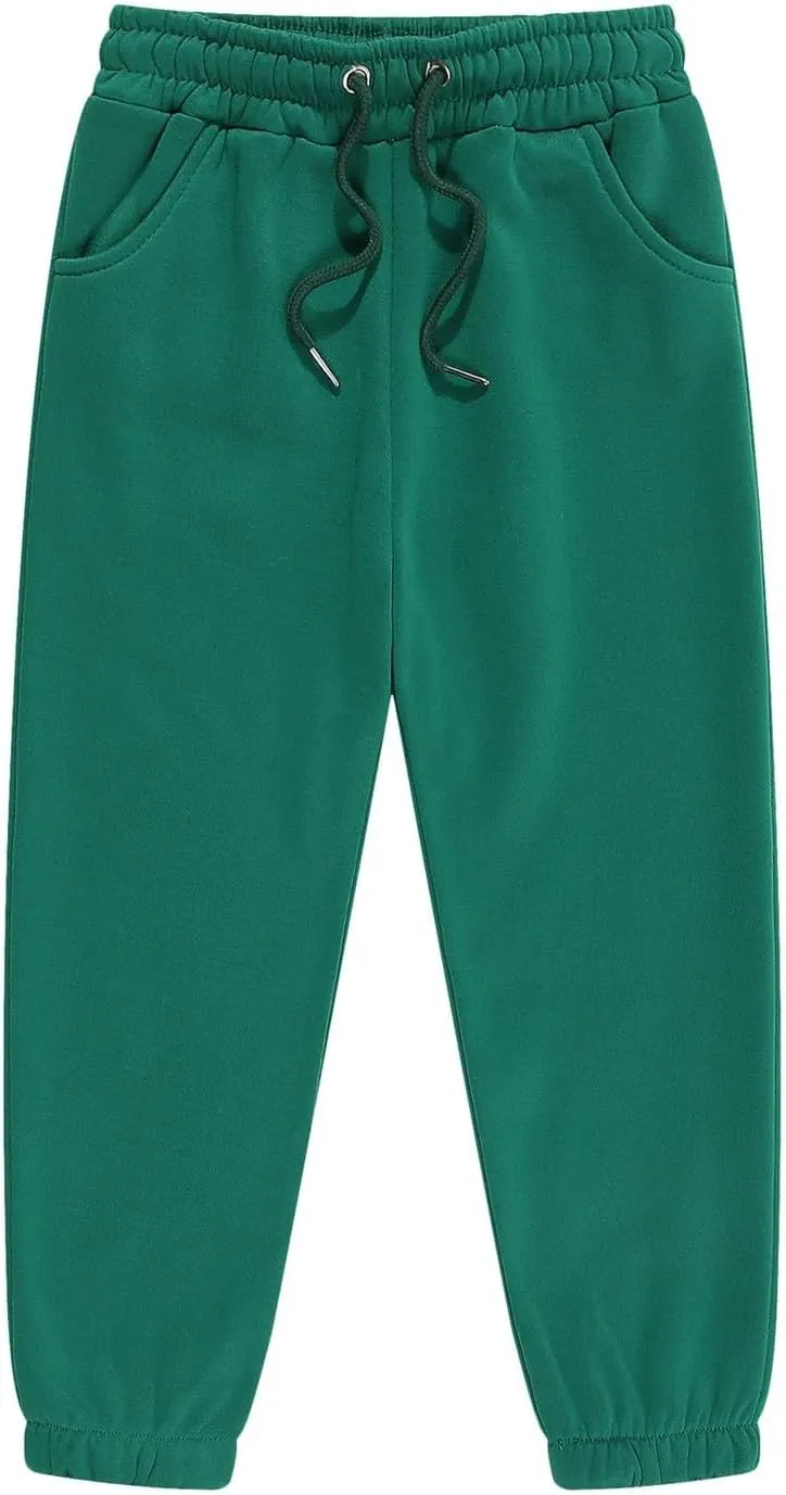 Unisex Kids Base Solid Sweatpants Boys and Girls Soft Warm Brushed Casual Athletic Pull on Jogger Pants with Girls