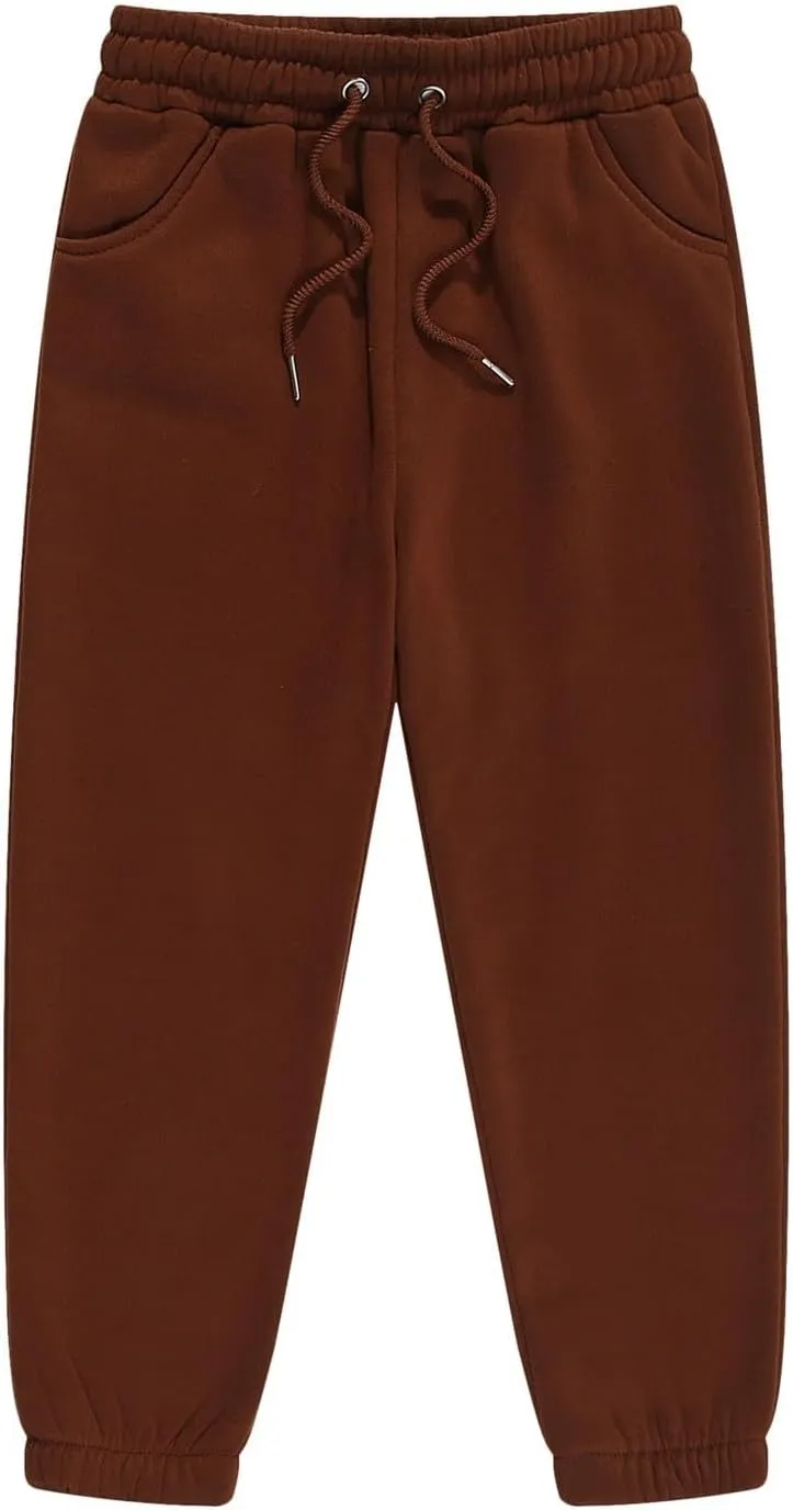 Unisex Kids Base Solid Sweatpants Boys and Girls Soft Warm Brushed Casual Athletic Pull on Jogger Pants with Girls