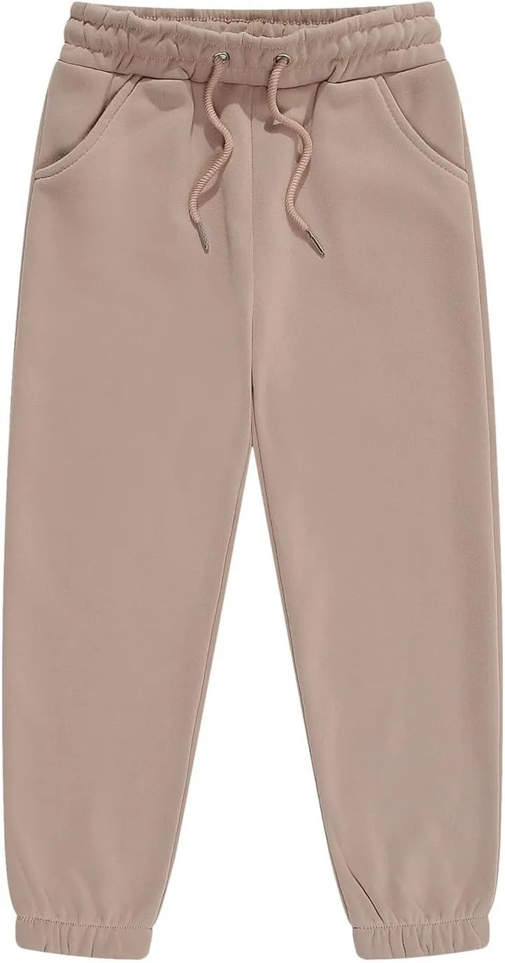 Unisex Kids Base Solid Sweatpants Boys and Girls Soft Warm Brushed Casual Athletic Pull on Jogger Pants with Girls