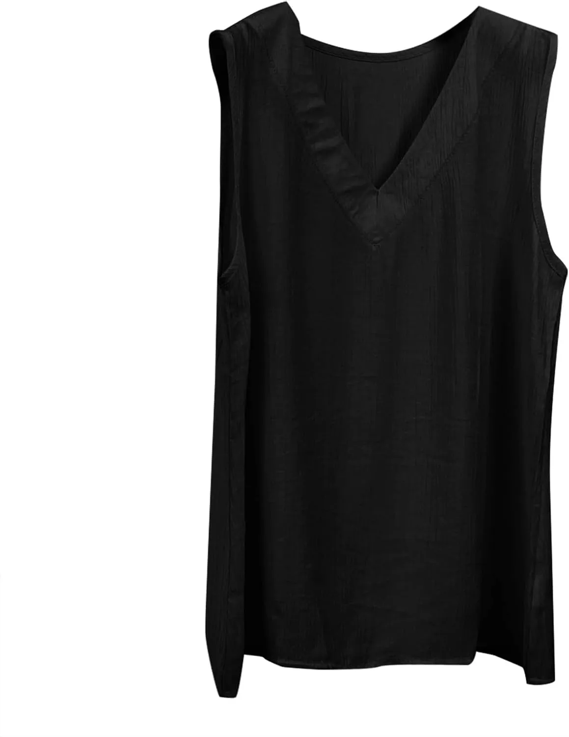 V Neck Linen Tank Tops for Women Casual Stylish Lightweight Summer Solid Breathable Loose Fit Basic T Shirts Blouses