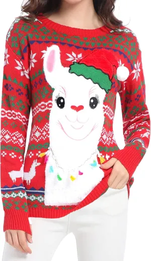 v28 Varied Ugly Christmas Sweater for Women Merry Reindeer Shirt Knit Sweaters