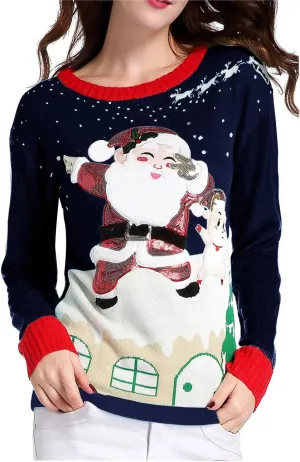 v28 Varied Ugly Christmas Sweater for Women Merry Reindeer Shirt Knit Sweaters