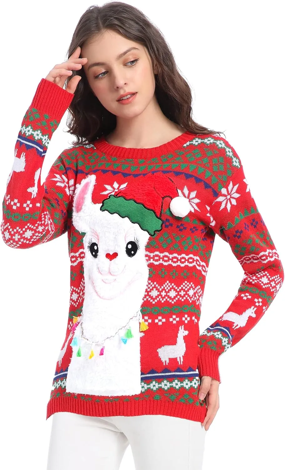 v28 Varied Ugly Christmas Sweater for Women Merry Reindeer Shirt Knit Sweaters