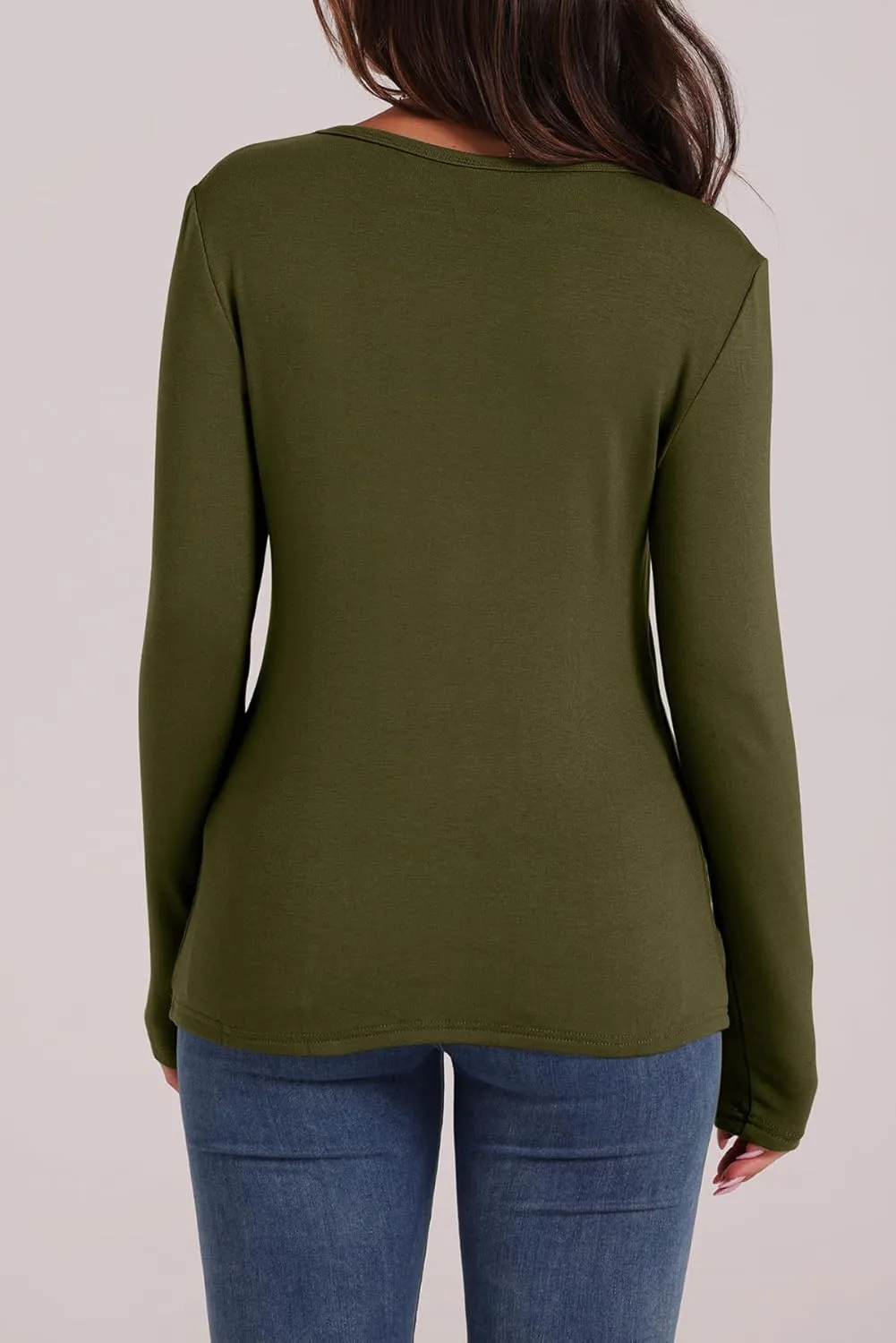 WIHOLL Long Sleeve Thermal Shirt for Women Light Fleece Tops Spring 2025 Crew Neck Casual Basic T-Shirts