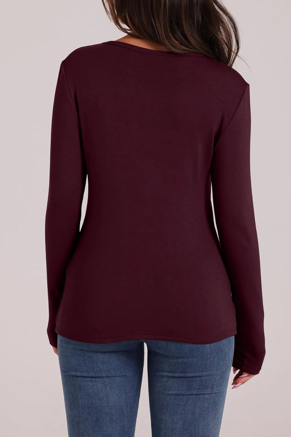WIHOLL Long Sleeve Thermal Shirt for Women Light Fleece Tops Spring 2025 Crew Neck Casual Basic T-Shirts