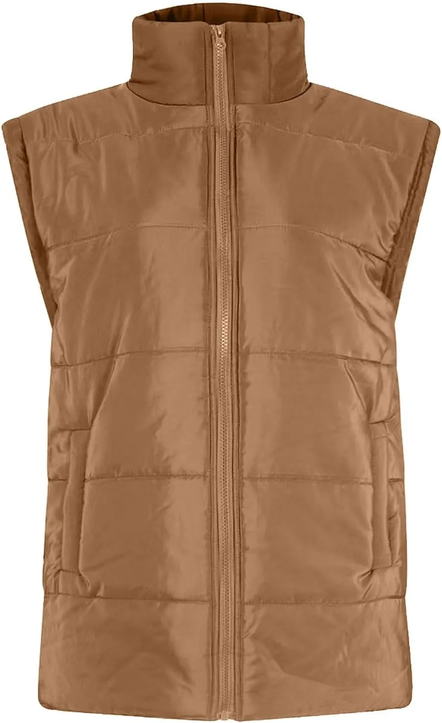 Winter Coats for Women Trendy Cropped Sleeveless Puffer Jacket Full Zip Padded Coat 2024 Casual Solid Versatile Outwear
