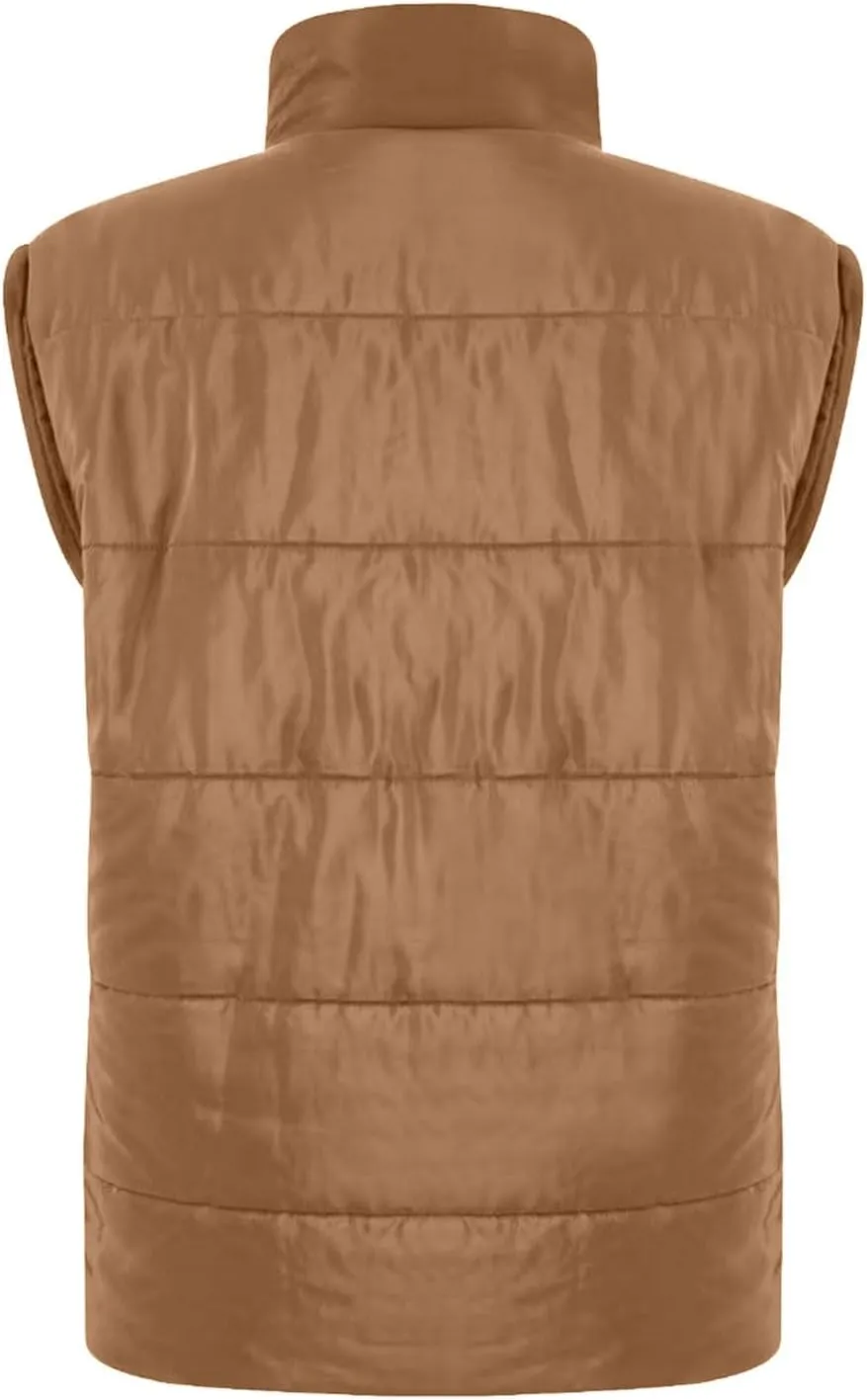 Winter Coats for Women Trendy Cropped Sleeveless Puffer Jacket Full Zip Padded Coat 2024 Casual Solid Versatile Outwear