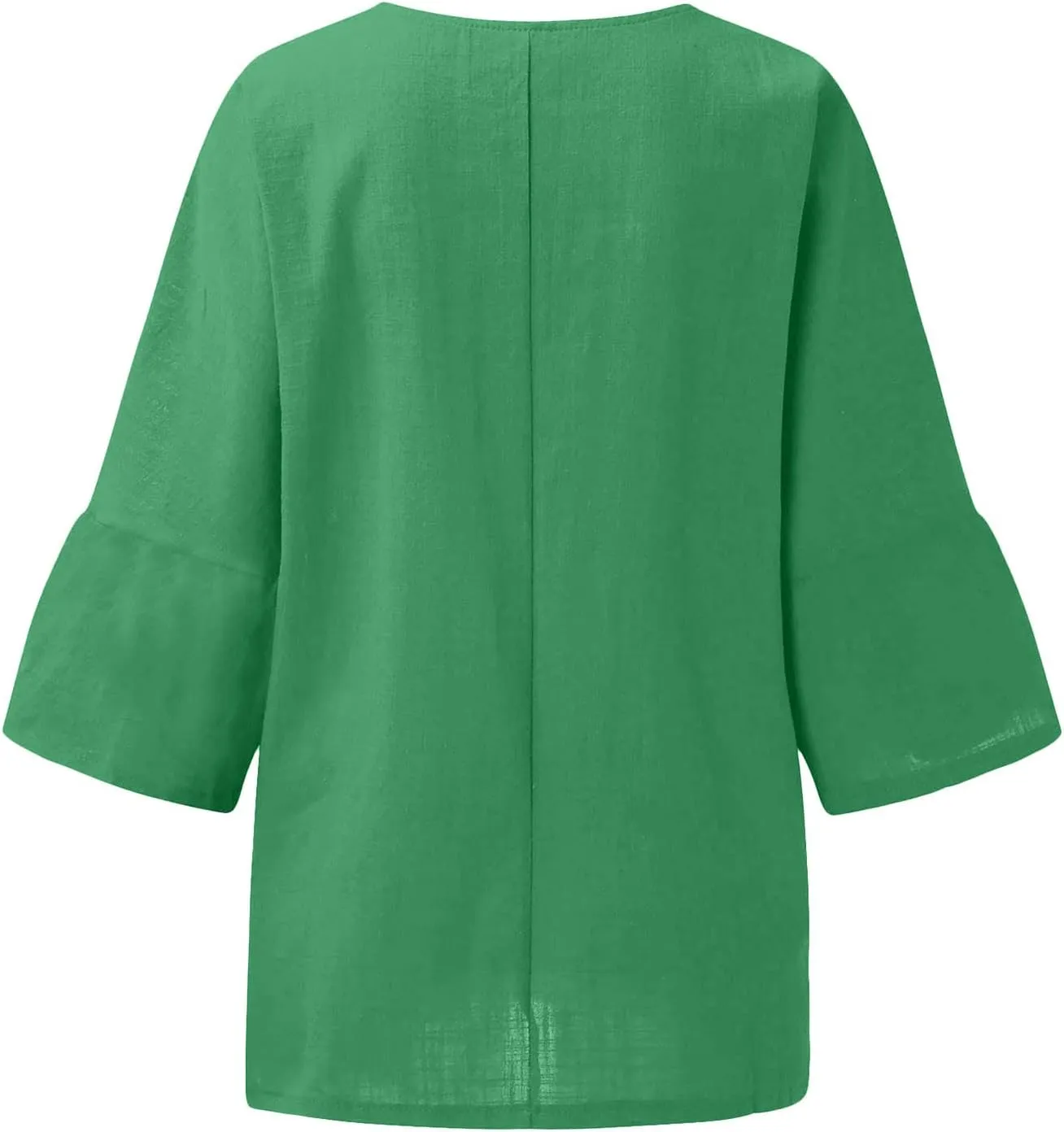 Women Cotton Linen Tops Causal Summer Round Neck 3/4 Sleeve Oversized Loose Blouses Vintage Fashion Basic T Shirts