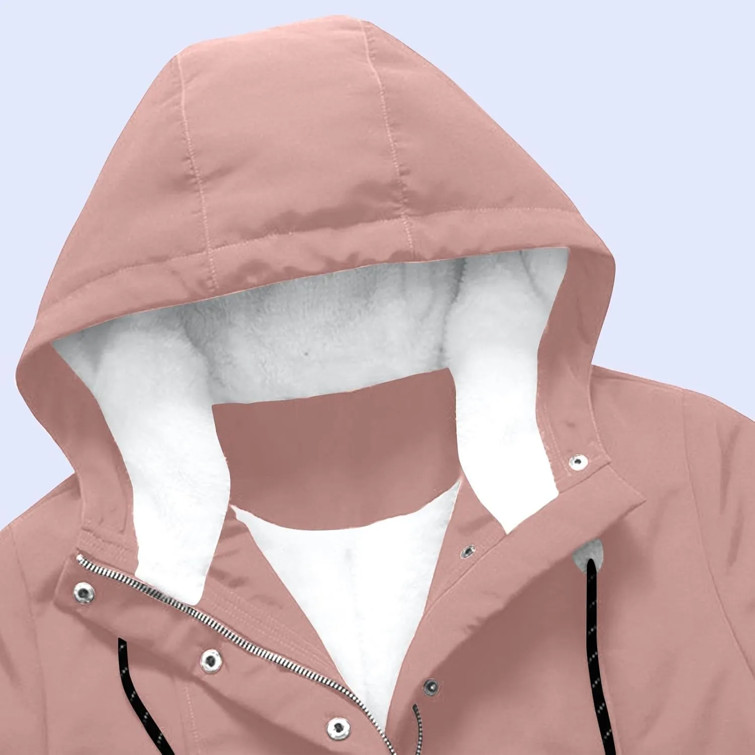 Women Faux Fur Hooded Parka Coats Winter Fleece Sherpa Lined Mid Length Jacket Winter Outwear Windproof Warm Jackets