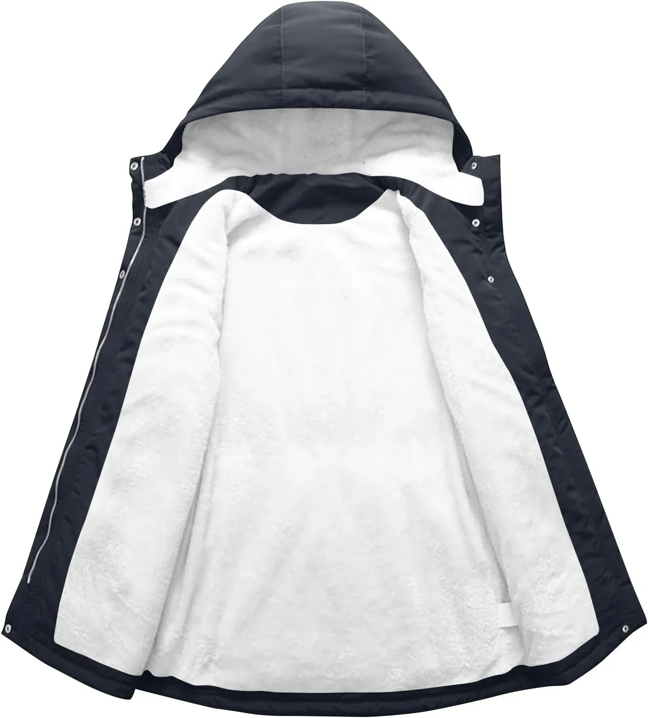 Women Faux Fur Hooded Parka Coats Winter Fleece Sherpa Lined Mid Length Jacket Winter Outwear Windproof Warm Jackets
