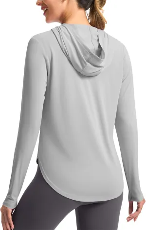 Women Long Sleeve UPF 50  Performance Shirts with Hooded Cooling Summer Clothing for Outdoor Hiking Camping Fishing
