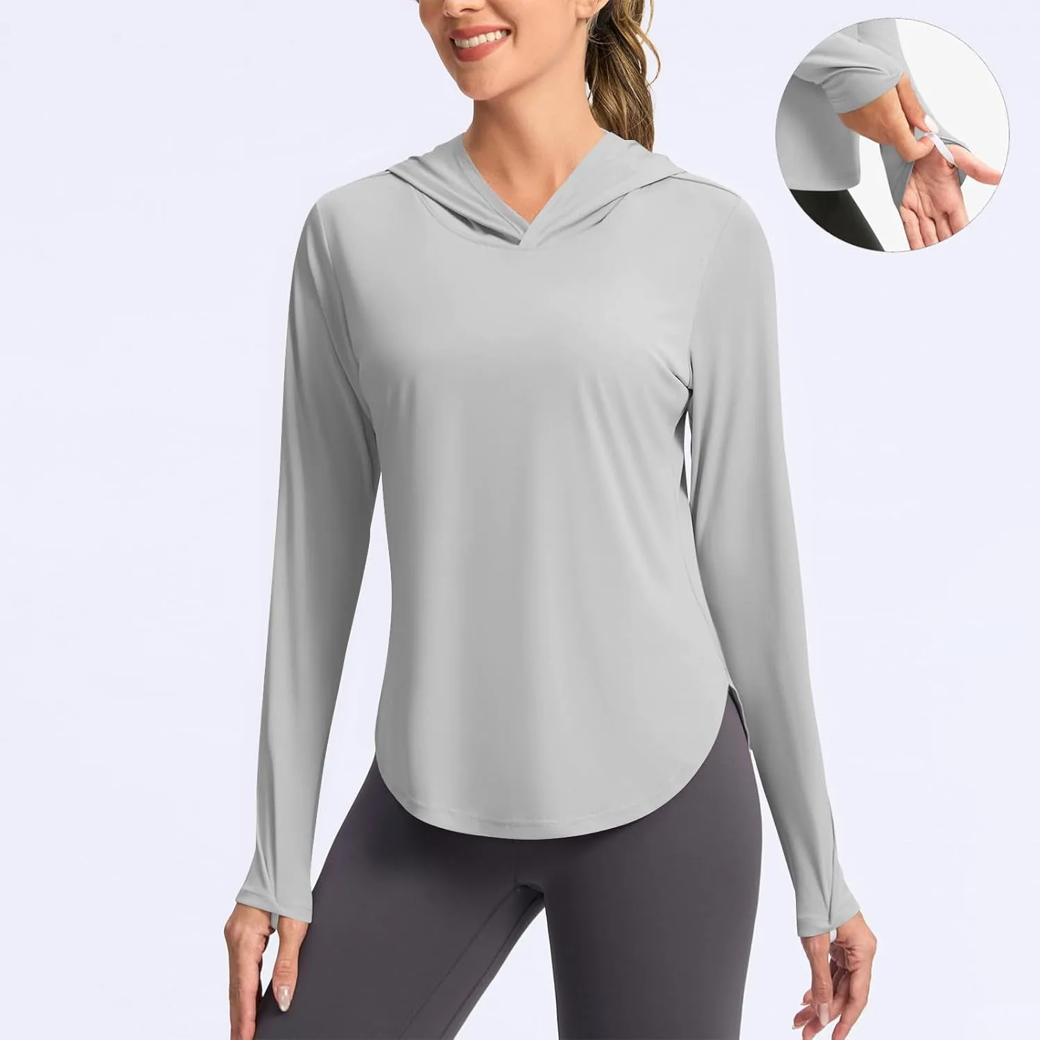 Women Long Sleeve UPF 50  Performance Shirts with Hooded Cooling Summer Clothing for Outdoor Hiking Camping Fishing