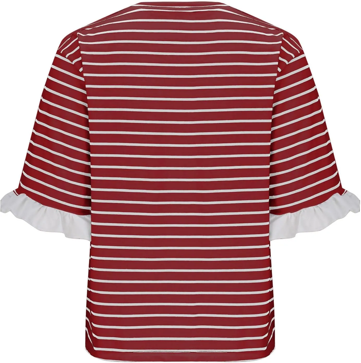 Women Striped Tops Ruffle Sleeve Casual Basic T Shirts Crewneck Short Sleeve Shirts Blouse Tunic Tops Summer Outfits