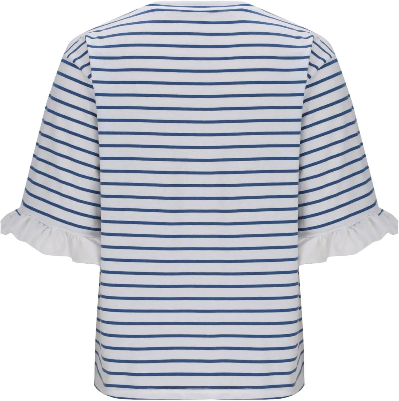 Women Striped Tops Ruffle Sleeve Casual Basic T Shirts Crewneck Short Sleeve Shirts Blouse Tunic Tops Summer Outfits