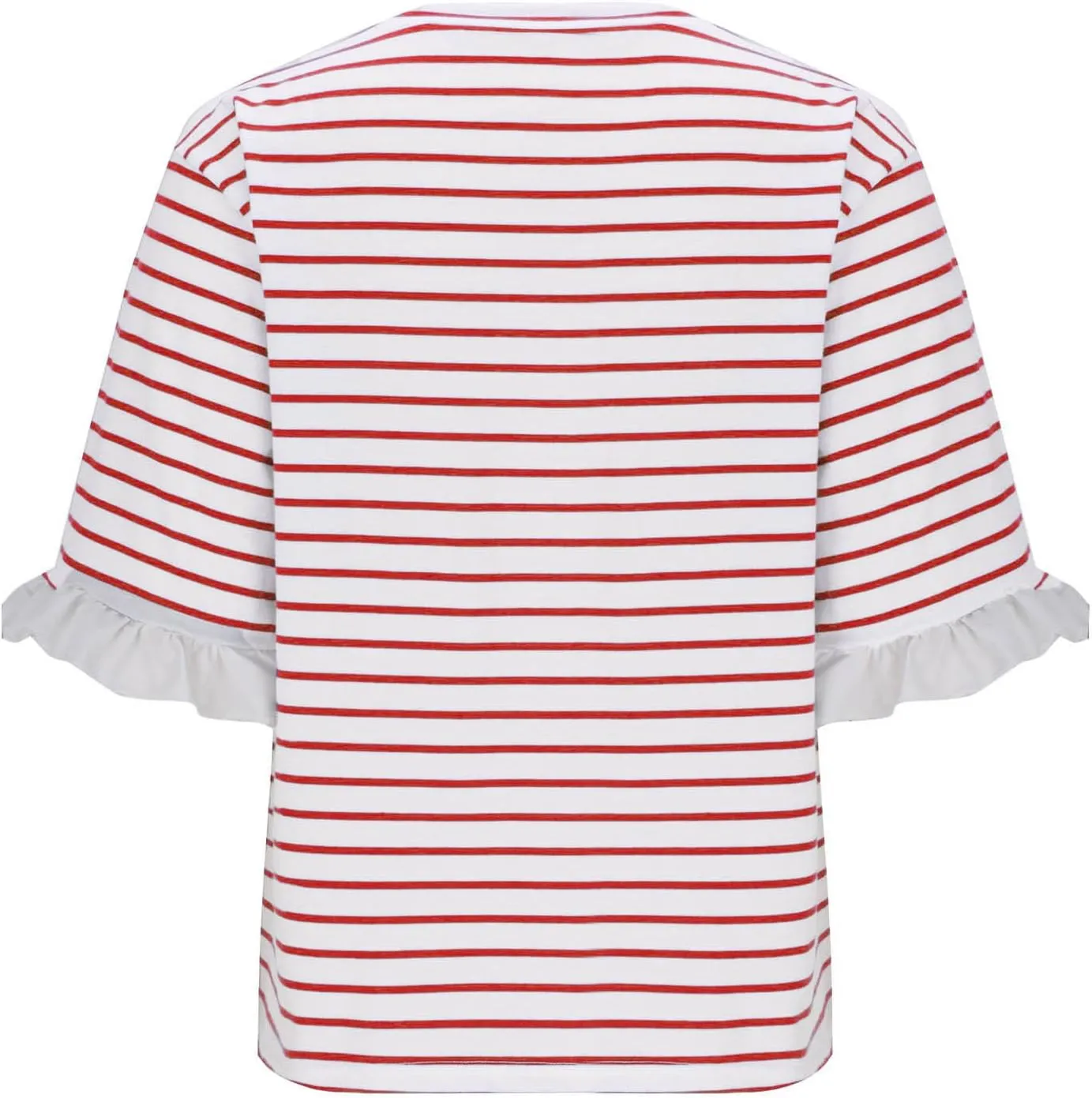 Women Striped Tops Ruffle Sleeve Casual Basic T Shirts Crewneck Short Sleeve Shirts Blouse Tunic Tops Summer Outfits