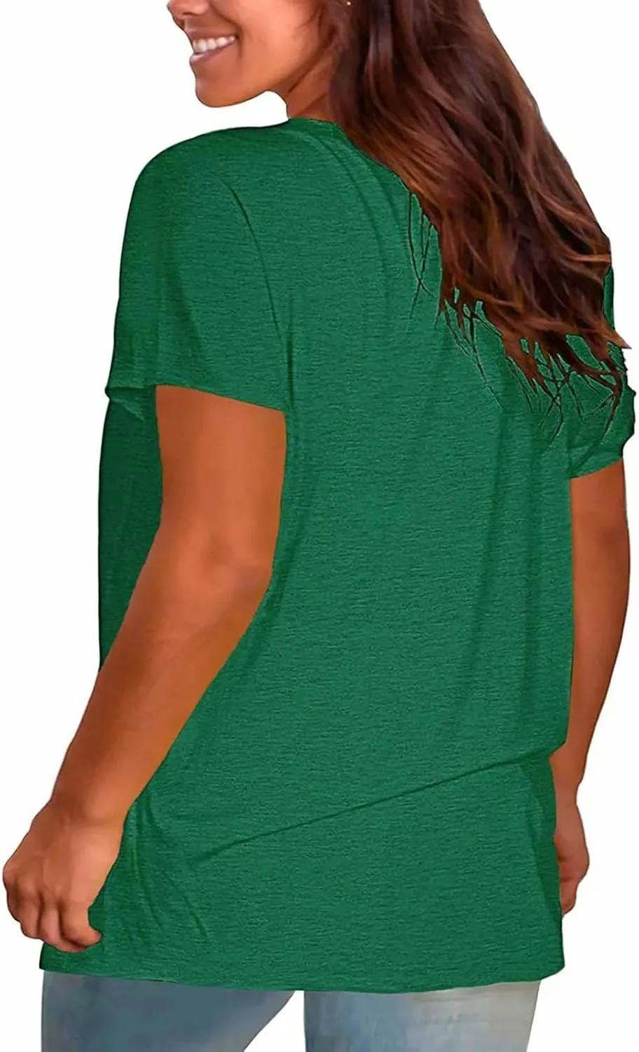 Women Tops Casual Basic T Shirts Loose Fit Crewneck Short Sleeve Summer Solid Color Outfits