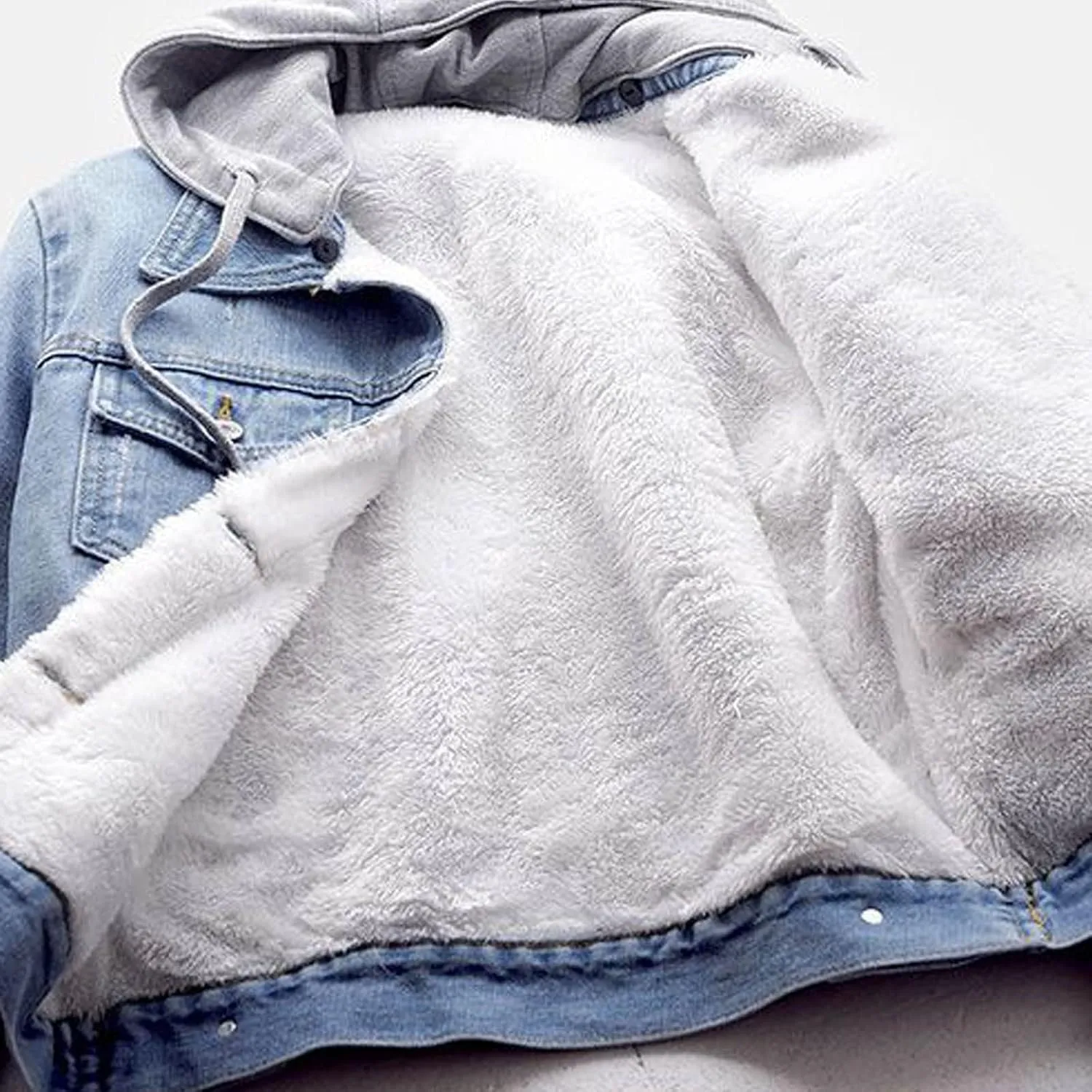 Womens Casual Hoodie Denim Jacket Jean Button Down Long Sleeve Shirt Coat Hooded Drawstring Sweatshirts with Pocket