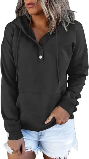 Womens Casual Hoodies Pullover Tops Lightweight Color Block Long Sleeve Hooded Drawstring Sweatshirts with Pocket