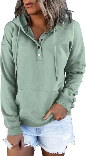 Womens Casual Hoodies Pullover Tops Lightweight Color Block Long Sleeve Hooded Drawstring Sweatshirts with Pocket