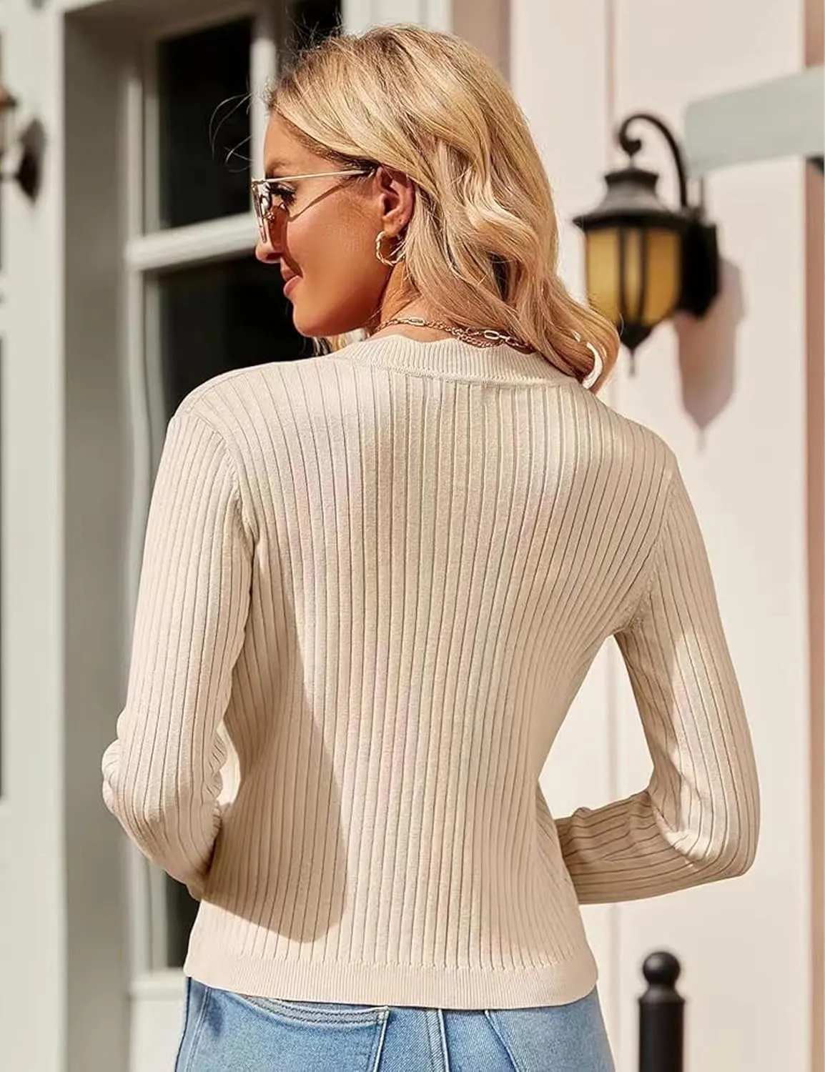 Womens Cropped Cardigan Knit Shrugs Dresses Tops Button Down Long Sleeve Open Front Knit Sweaters