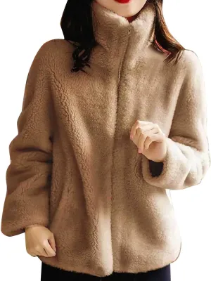 Womens Fleece Sherpa Jackets Winter Oversized Zip Up Casual Coats Fuzzy Outerwear 2024 Warm Clothes with Pockets