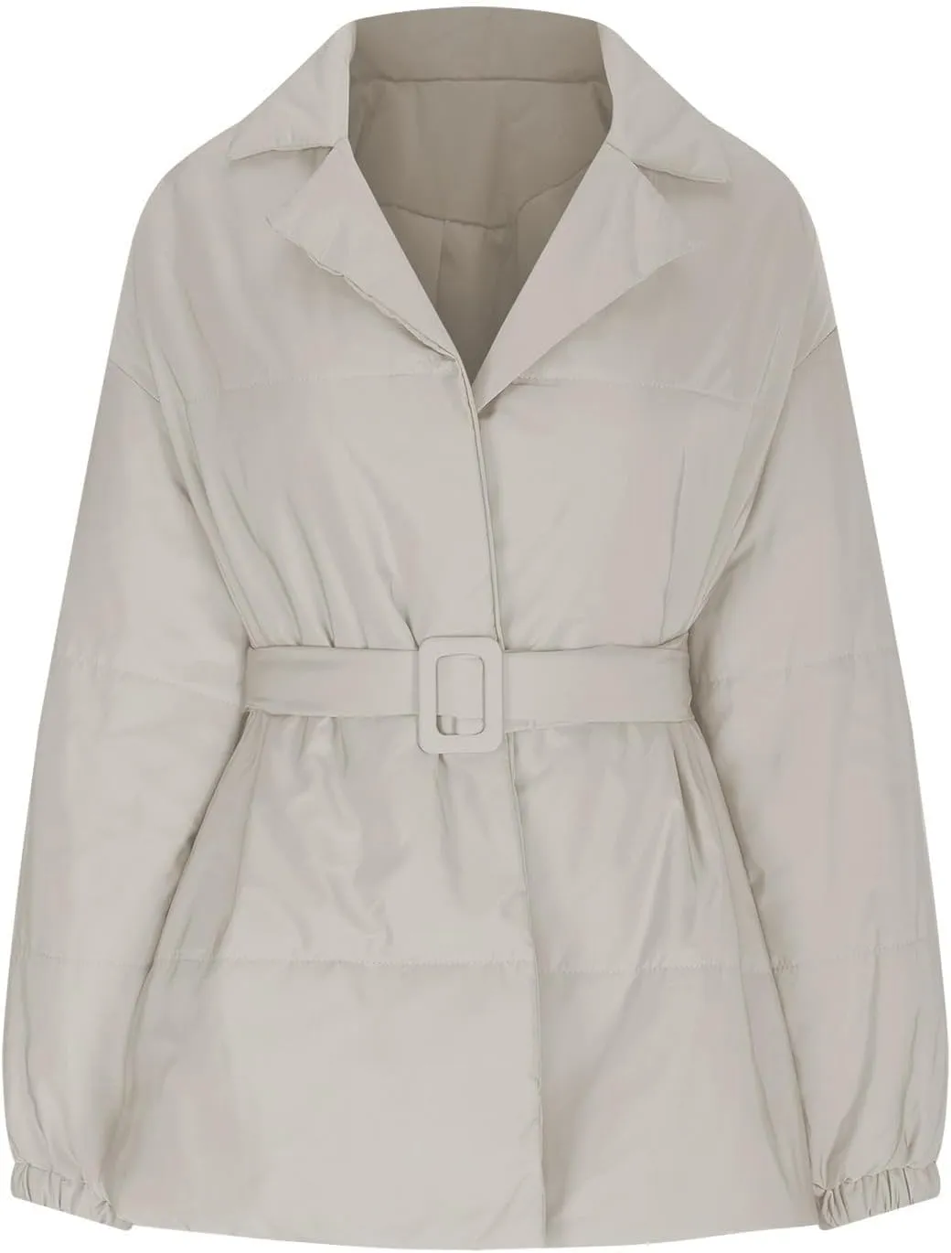 Womens Hooded Quilted Puffer Jacket Mid-Length Padded Warm Winter Heavyweight Coat Outerwear with Belt