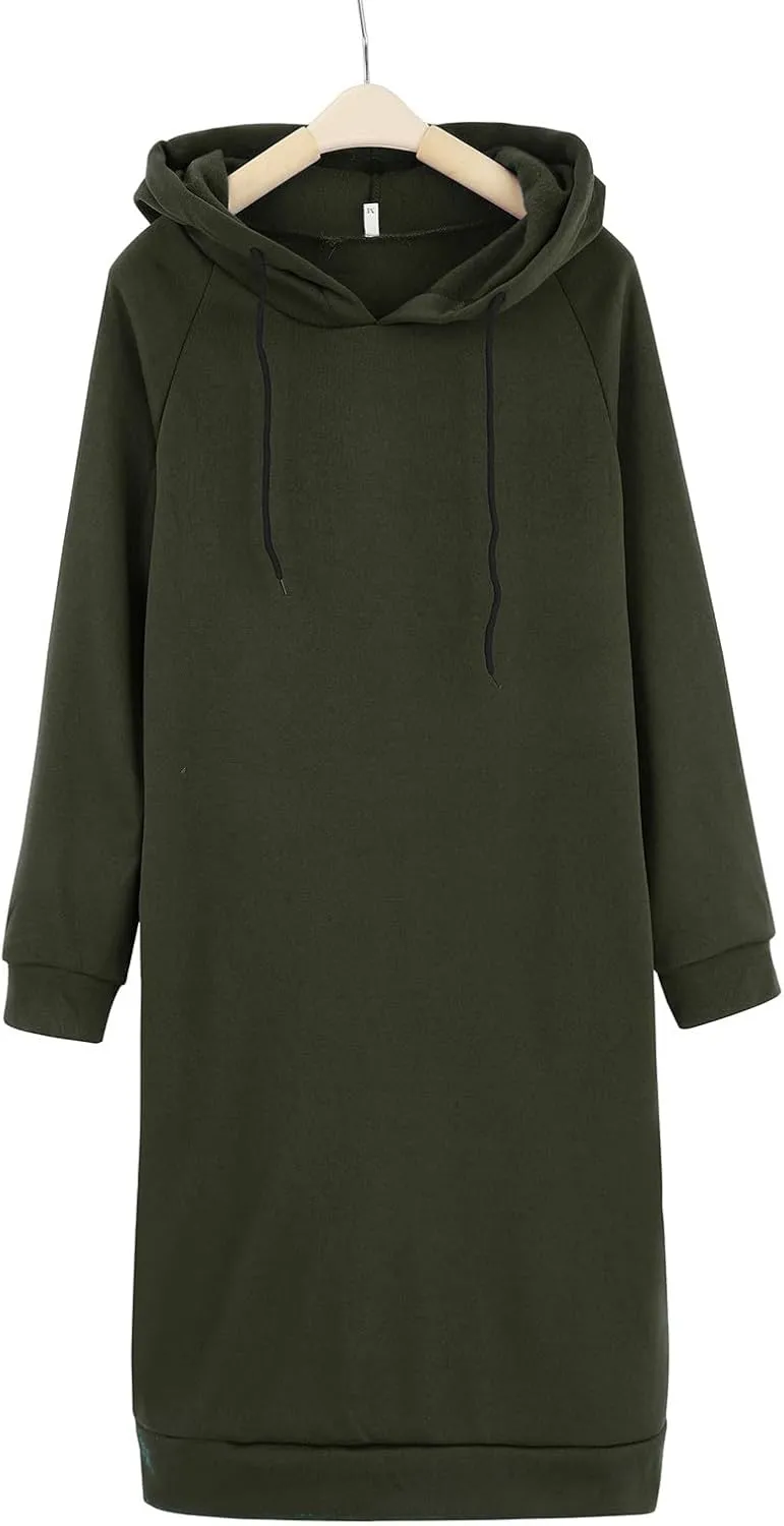 Women's Hooded Sweatshirt Drawstring Lightweight Long Sleeve Pullover Hoodie Dress Casual Hoodies with Pockets