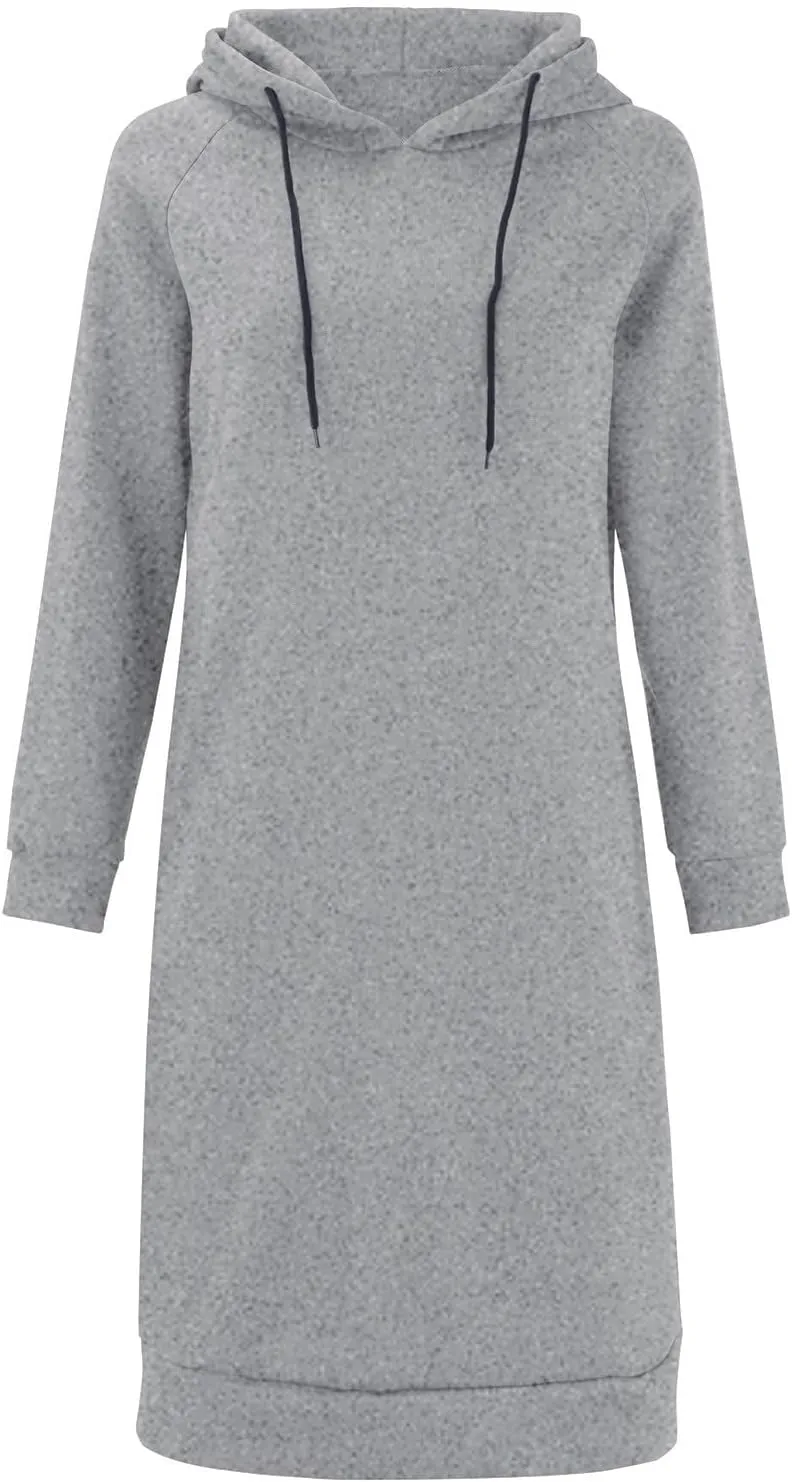 Women's Hooded Sweatshirt Drawstring Lightweight Long Sleeve Pullover Hoodie Dress Casual Hoodies with Pockets